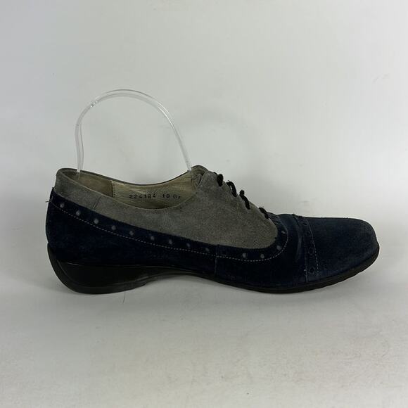 Waldlaufer wing tip saddle shoes us women’s size 7.5 blue grey minimalist suede - Picture 3 of 9